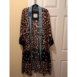 Shannon Passero Upcycled Kimono with Denim Trim One Size